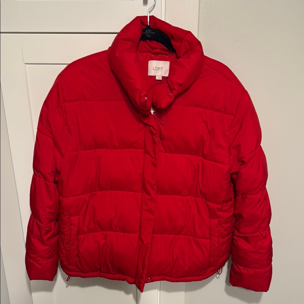 Super cute red puffer coat. LOFT. Size large